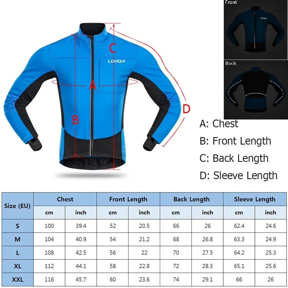 Lixada Мужская зимняя теплая ветрозащитная куртка для велоспорта MTB велосипед ветровка водонепроницаемая Спортивная одежда для велоспорта длинный комплект из Джерси