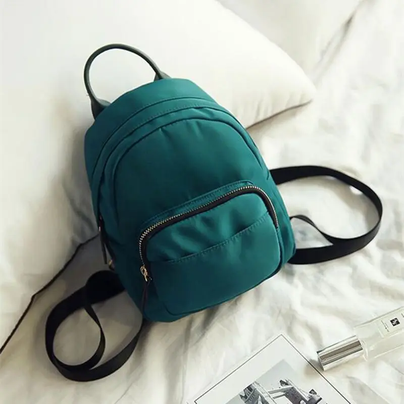 ABZC-Women Backpack Nylon Shoulder School Travel Bag Small Casual Backpack(Blue