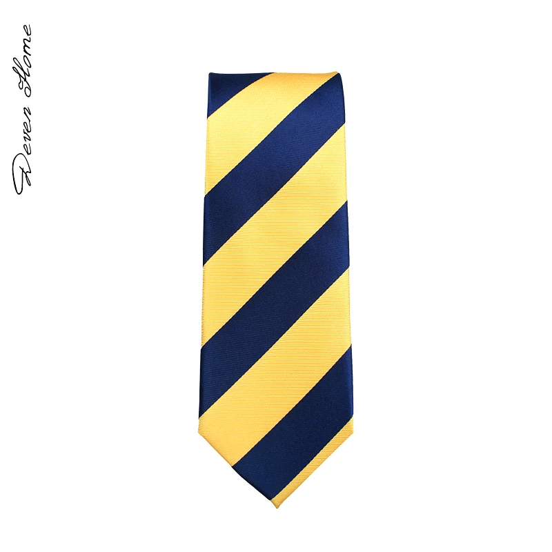 Brand New Fashion High Quality Men 7CM Navy Blue Striped Yellow Necktie Business Formal Suit Neck Tie for Men with Gift Box - Цвет: P7-1034