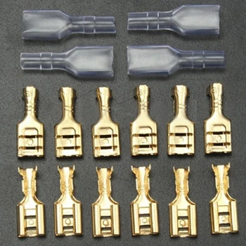 

100 Pairs 6.3mm Brass Crimp Terminal Female Spade Connectors With Insulate Sleeve