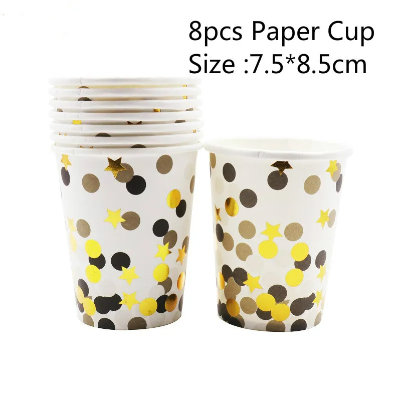Gold Black Cup Детские вечерние салфетки на день рождения, розовые/синие, золотые, фольгированные, бумажные салфетки под чашки вечерние, сделай сам, украшение фламинго, Одноразовые столовые принадлежности - Цвет: Gold Black Cup