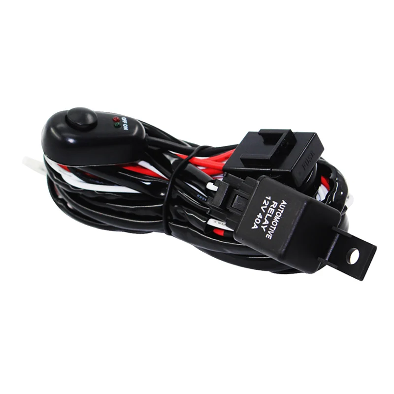 Car Auto 2m Cable Wiring Harness Kit with 40A 12V ON / OFF Fuse Switch for Up to 180W 2 LED Fog Light Bar