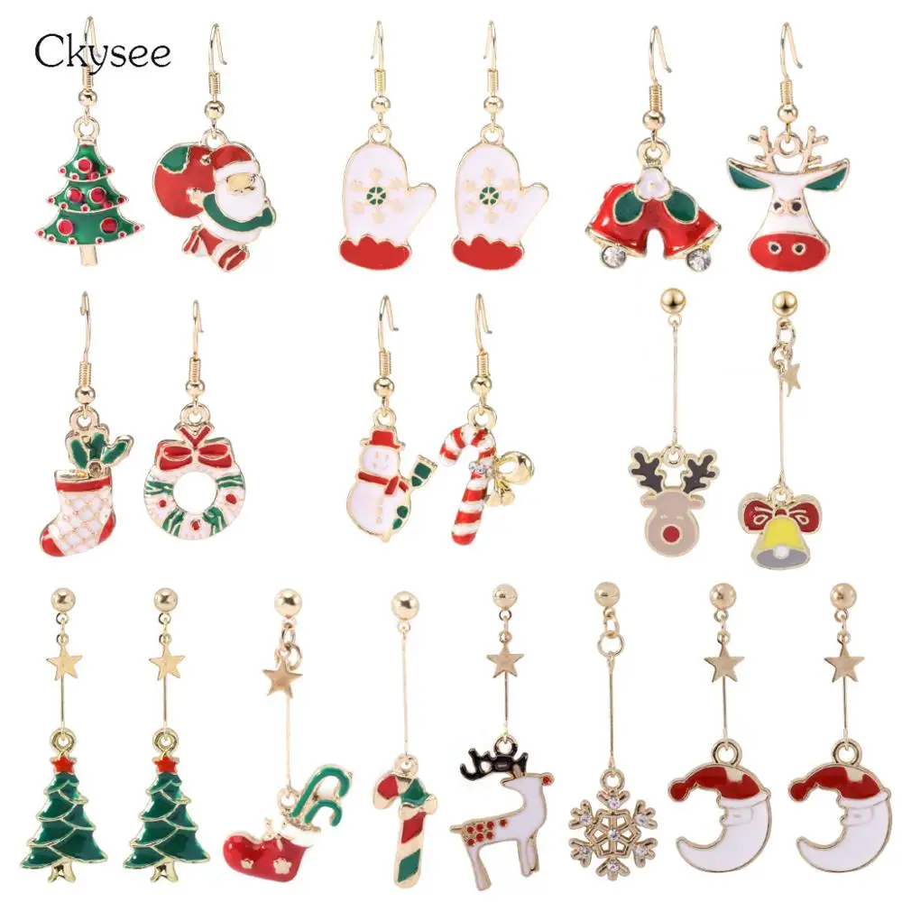 Новые рождественские серьги с Санта-Клаусом капли масла снеговика оленя