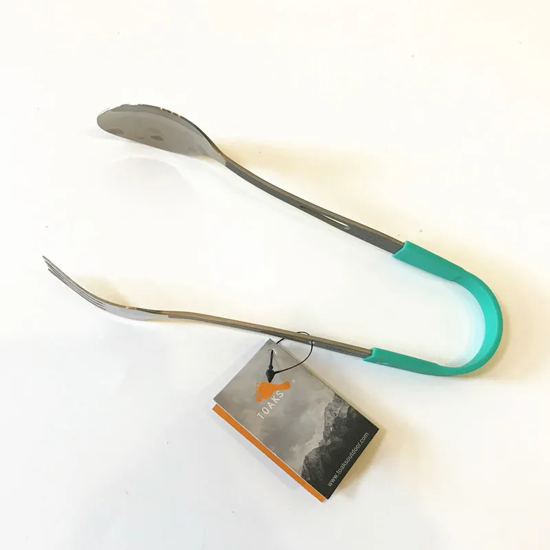 

TOAKS TITANIUM TITONGS SET Innovative Lightweight Spoon and Fork with Clip Connector For Outdoor Camping Picnic SLV-15