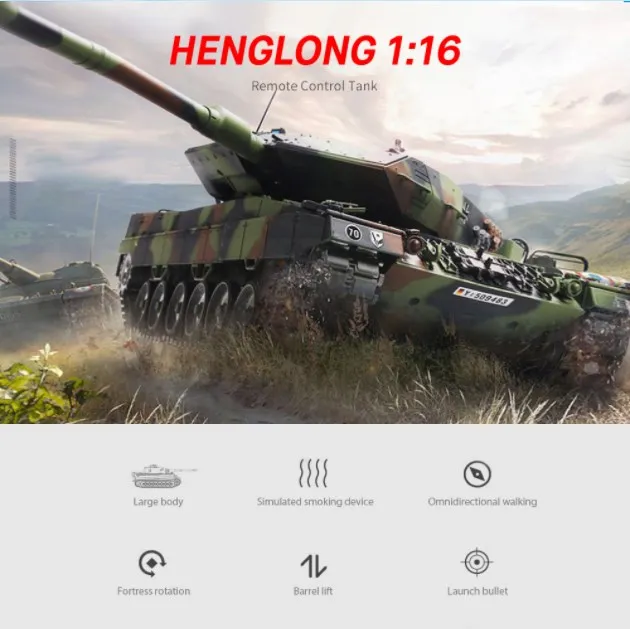 

Henglong 1:16 Remote Control Main Battle Tank obstacle avoidance RC Trucks Toy Gift with Sound and light effects