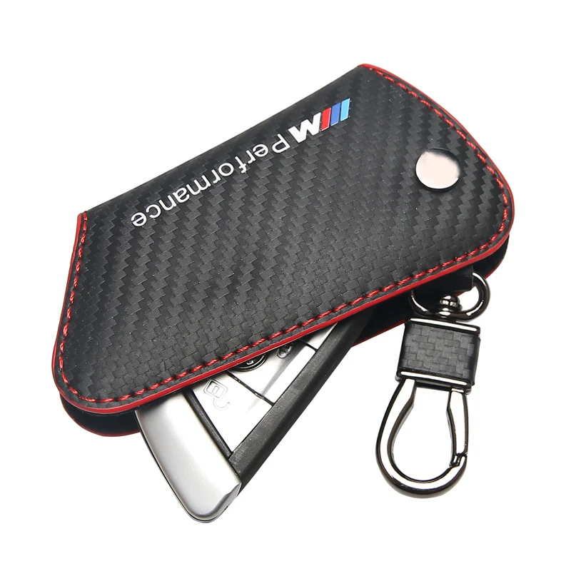 Чехол-держатель из натуральной кожи для автомобильных ключей, кольцевая цепь для BMW X5 2014X6 для BMW X3 X4 BMW 1 3 4 5 6 7 серии GT - Название цвета: Красный