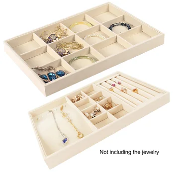 

Velvet Jewelry Display Tray Ring Bracelet Organizer For Shop Home Earring Necklace Holder Splitted Compartments