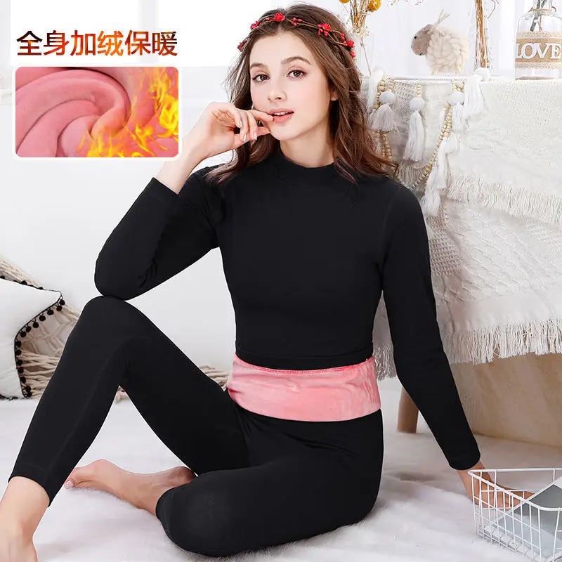 Plus Size Thermal Underwear For Women Autumn Winter Seamless Thin Mid  Collar Long Sleeve Warm Tops High Waist Slim Leggings Pant - AliExpress