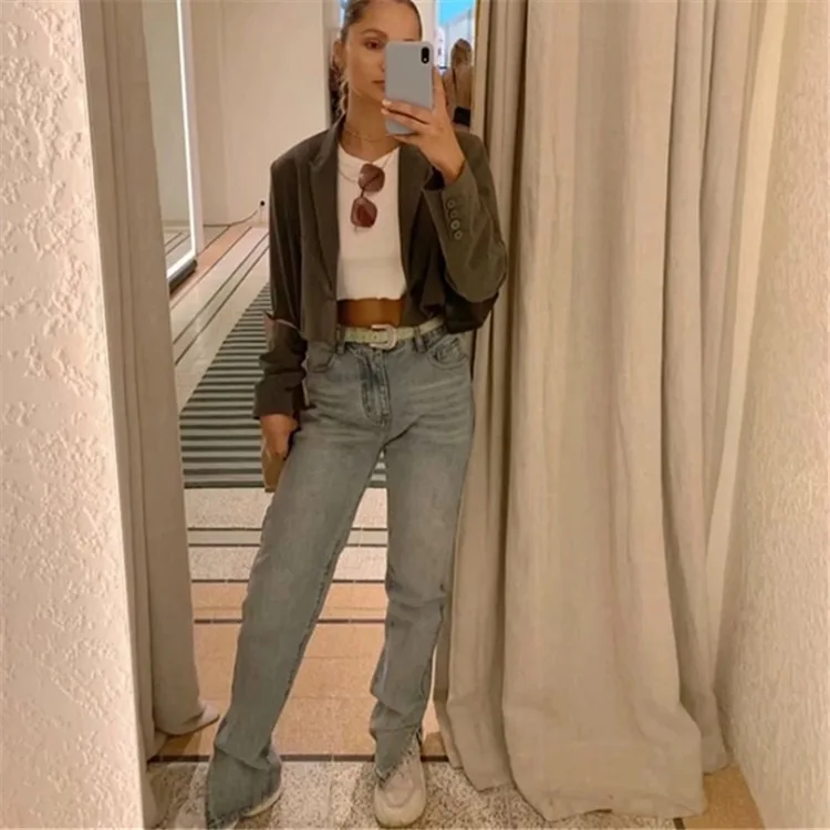 2020 Autumn Vintage High Waist Straight Floor Length Jeans Ripped Jeans Women Boyfriend Denim Pants High Street Long Trousers