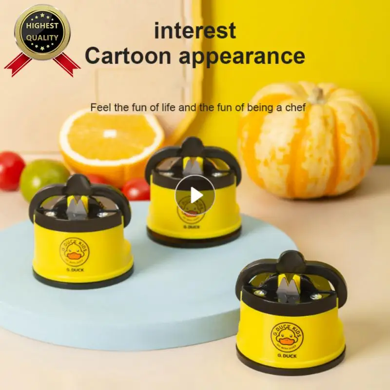 Mini Yellow Duck Suction Cup Sharpener Small Tungsten Steel Double-sided Grindstone Kitchen Tools Home | Дом и сад