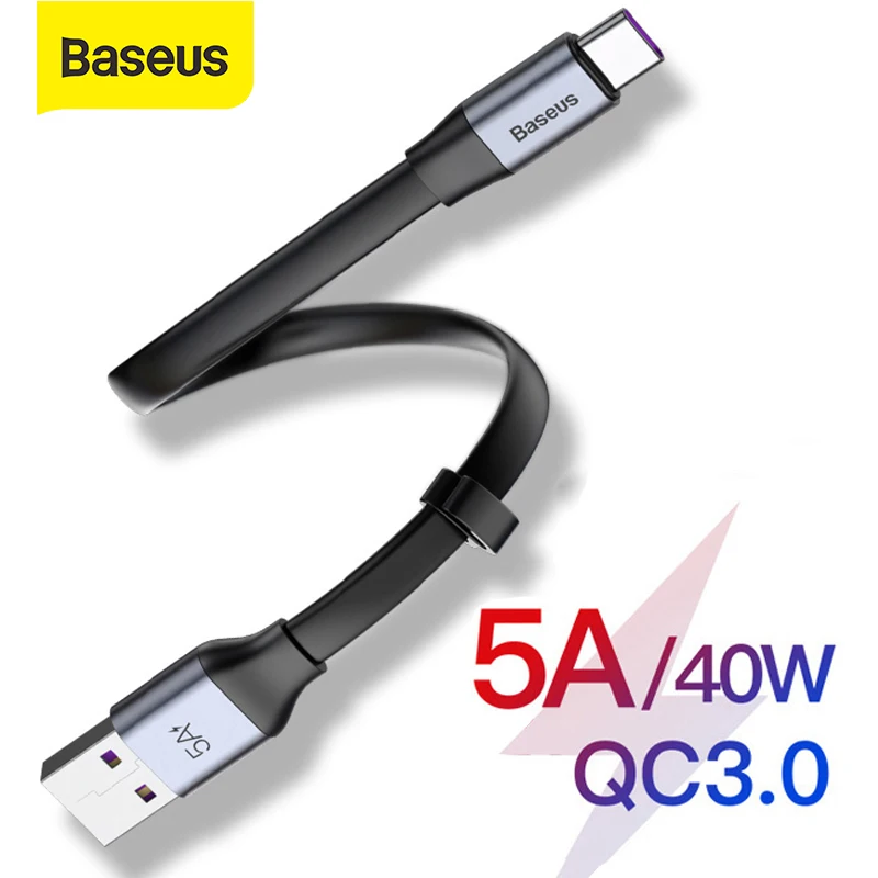 Baseus 5A Supercharge USB Type C кабель для Huawei P30 Mate 30 Pro Портативный Быстрая зарядка 3 0 Для Xiaomi 9