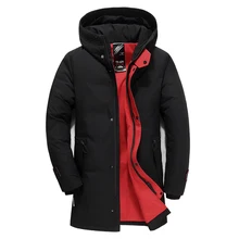 Зимняя Новинка, пуховик, брендовая мужская одежда, модная, тонкая, с капюшоном, толстая, теплая, белая, на утином пуху, длинное пальто и парка для мужчин, 5XL, 6XL