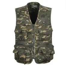 Men Outdoor Fishing Vest Sleeveless Fishing Jacket Multi-pockets Hunting Vest Sport Tactical Camouflage Vest Fishing Vest