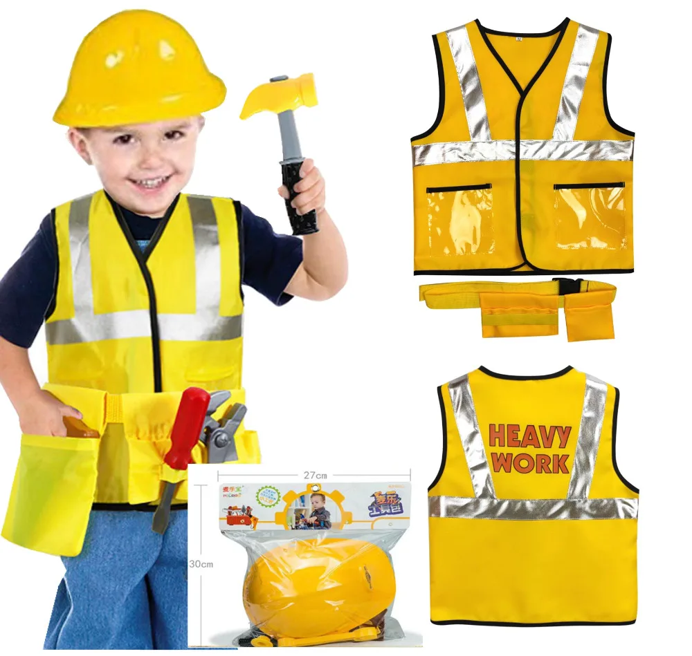 Cosplay Costume For Construction Worker - A Kit With Toy Set