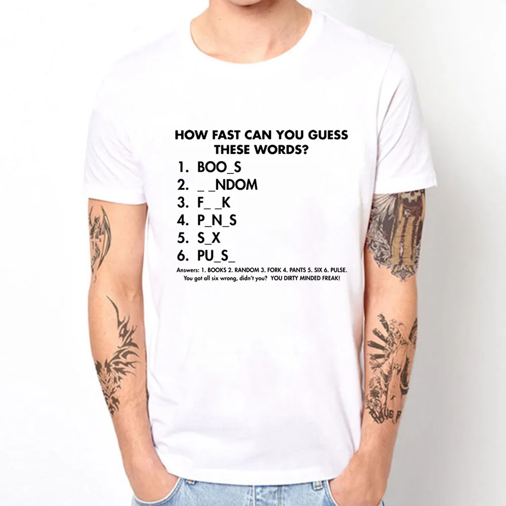

How Fast Can You Guess The Words Funny Men Tshirt Male Summer Loose Funny T-shirt Tee Shirt Streetwear Hip Hop T Shirt Clothes