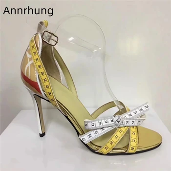 

Novelty Tape Butterfly-knot Sandals Women Stiletto Heel Transparent PVC Ankle Strap Open Toe Gladiator Summer Shoes Woman