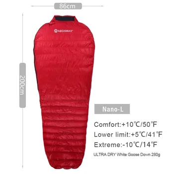

AEGISMAX NANO Sleeping Bag Camping Ultra-Light Goose Down Mummy Lightweight Sleeping Bag L/M