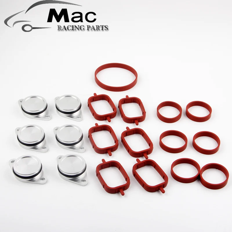 Set of 6 x 33mm OEM design by aluminum For BMW Swirl Flap Blanking Plates seal with intake manifold gasket 6 cylinder   bop09