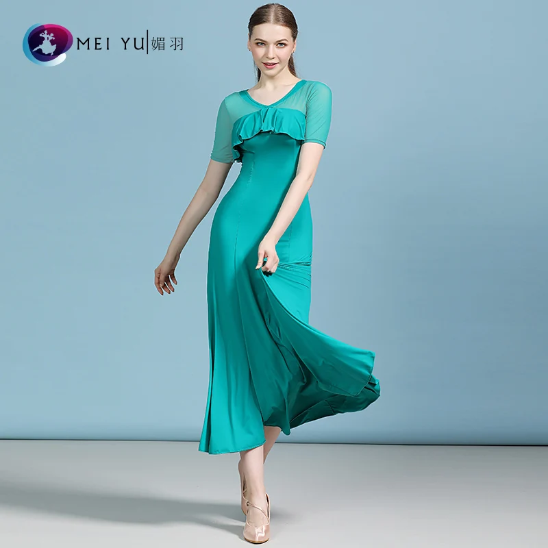 

New ballroom dance dress dance ballroom waltz dresses practise dancing full-skirted dress MY811