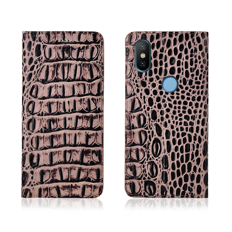

Crocodile Back Pattern Genuine Real Leather Magnetic Flip Phone Bag For Xiaomi Mi6X Mi A2/Xiaomi Mi66 Phone Case Coque Funda