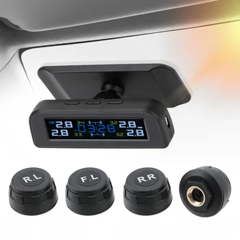 

LEEPEE Car Tyre Pressure Monitor Solar TPMS Tire Pressure Monitoring System With 4 External Sensors