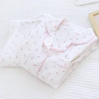 Fdfklak Spring Fall Full Sleeve Homewear Loose 2Pcs Pajama Set 100% Gauze Cotton Casual Print Sleeping Shirt Home Wear Clothes - Image 2
