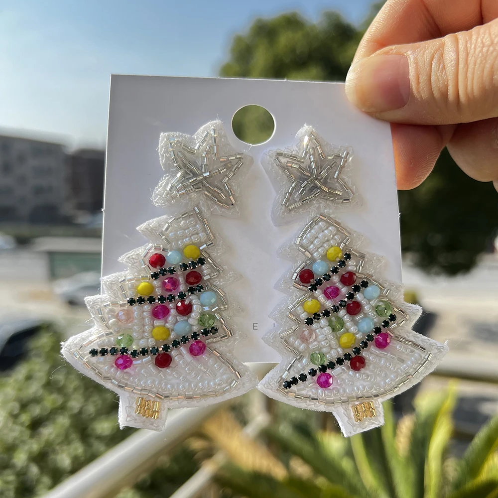 Christmas Tree Earrings For Women | Colorful Rhinestone Crystal Dangle Earrings, Xmas Holiday Jewelry Gift - View #2