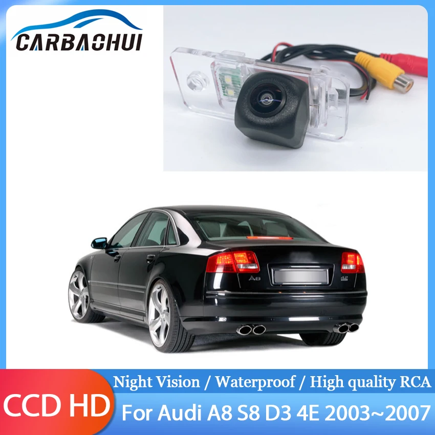 Автомобильная камера заднего вида с функцией ночного видения для Audi A8 S8 D3 4E 2003 ~ 2007
