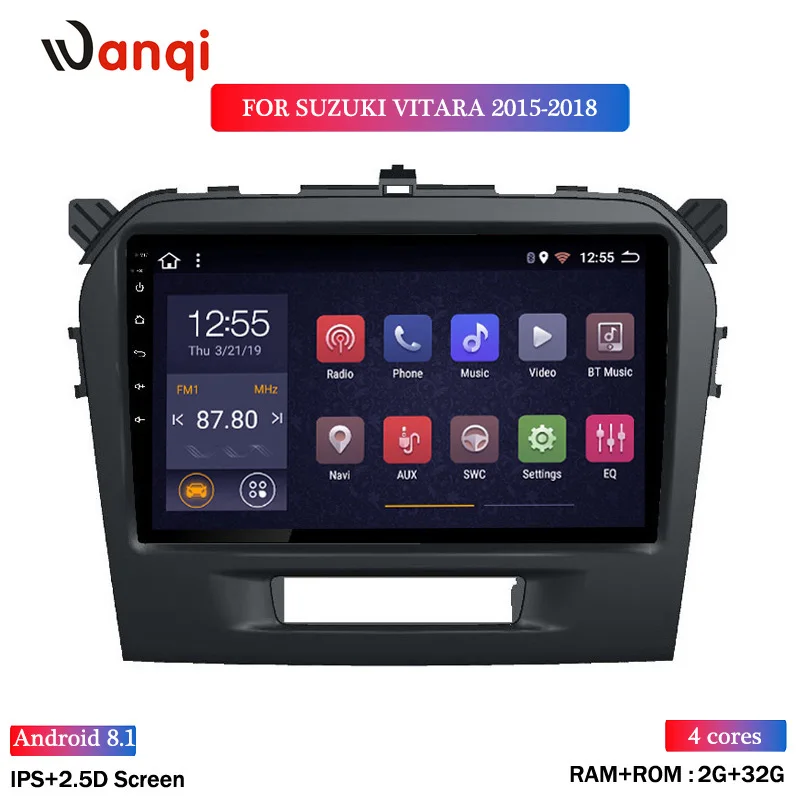 Quad cores 9 дюймов Android 8,1 автомобильный DVD мультимедийный плеер для Suzuki Vitara gps навигация Радио BT wifi карта - Цвет: Quad cores