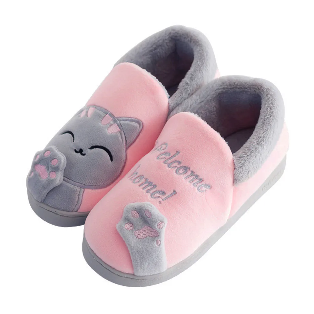 Женские зимние теплые домашние тапочки с изображением из мультфильма Lucky Cat; нескользящая домашняя обувь для мужчин; домашняя обувь для влюбленных пар