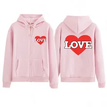 2020 women children couple shirt Red Heart sweatshirts spring autumn Zipper Hoodie sweatshirt couple Love jackets
