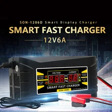Chargeur de batterie de voiture automatique 150V – 250V, affichage LCD, prise US/EU, prise plomb-acide, 12V/6a