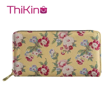 

Thikin Flower Pattern Long Wallet Zipper Phone Bag Card Holder for Fashion Girls Clutch Purse Carteira Handbags Notecase 2019