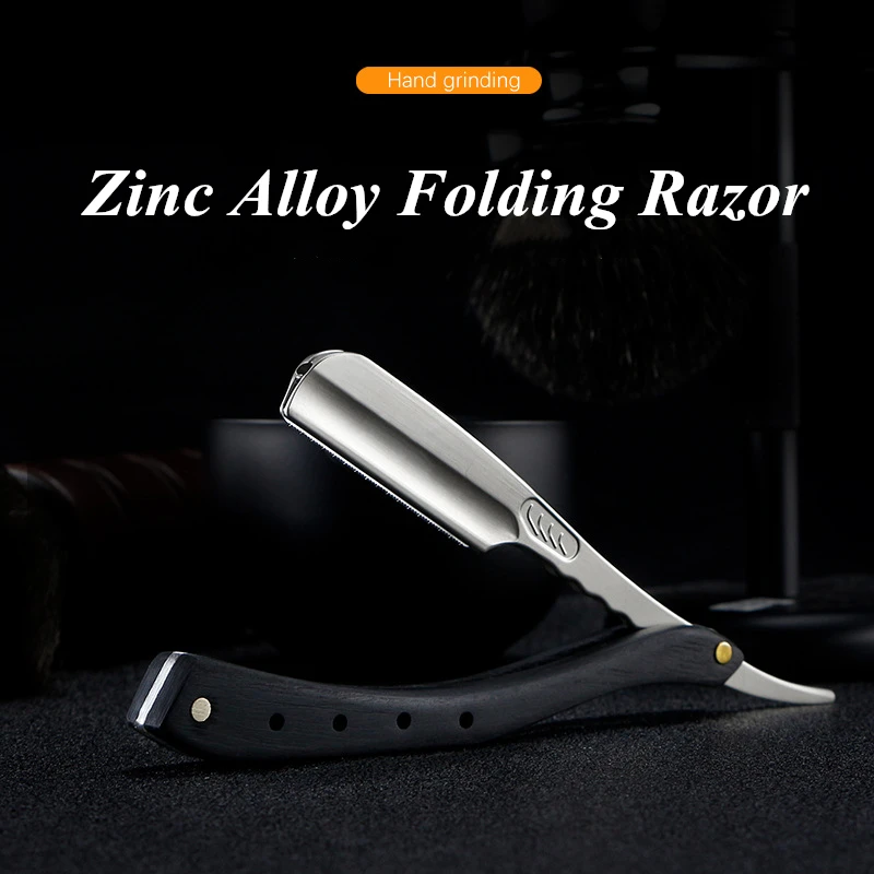 Pro Salon Uomo In Lega Di Zinco Pieghevole Manuale Rasoio Colore Manico In Legno Barbiere Taglio Di Capelli Rasoio Cambio Lama Strumento Rasoio Dritto