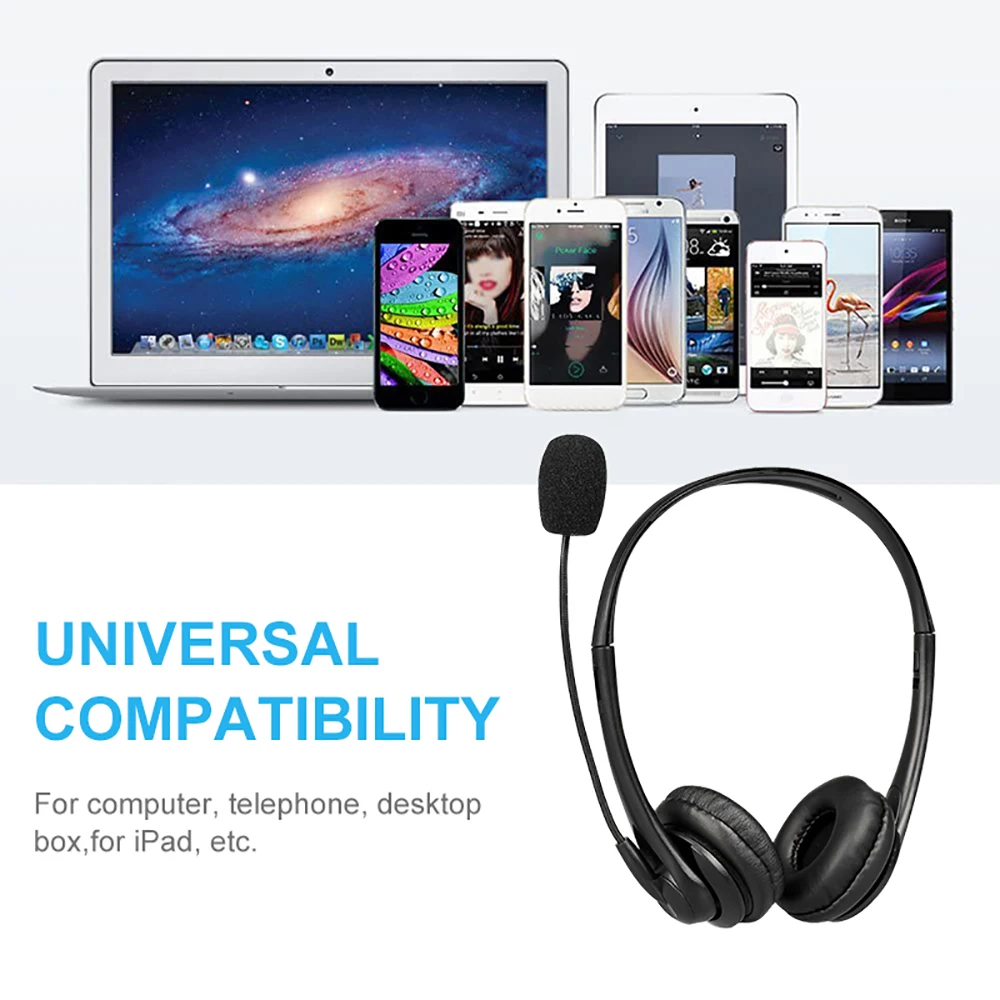 VTIN USB Wired Headphone On ear Headset with Rotation Noise Canceling Mic Long Cord In line Control for PC Windows Skype Laptop