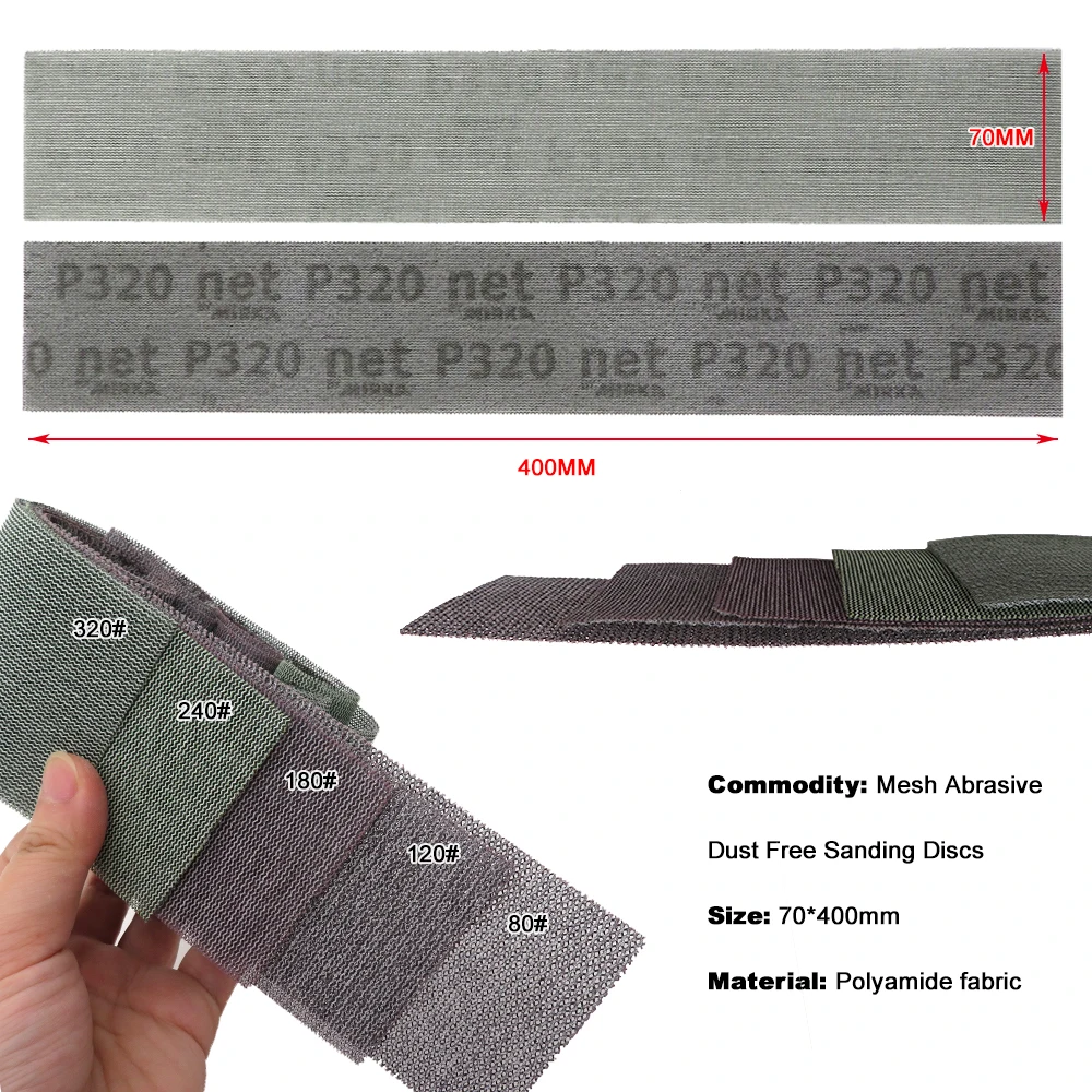 400*70 MM Mesh Sanding Disc Sandpaper 80-320 Grit Hook Loop Dust-Free Anti-Blocking For Car Paint Metal Finishing Polishing sanding discs polish sand paper sandpaper tools