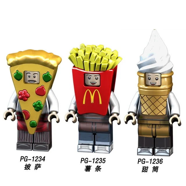 

3PCS/lot Building Blocks Original Fast Food Series Ice Cream French Fries Pizze Action s Collection Set Model Bricks Gifts