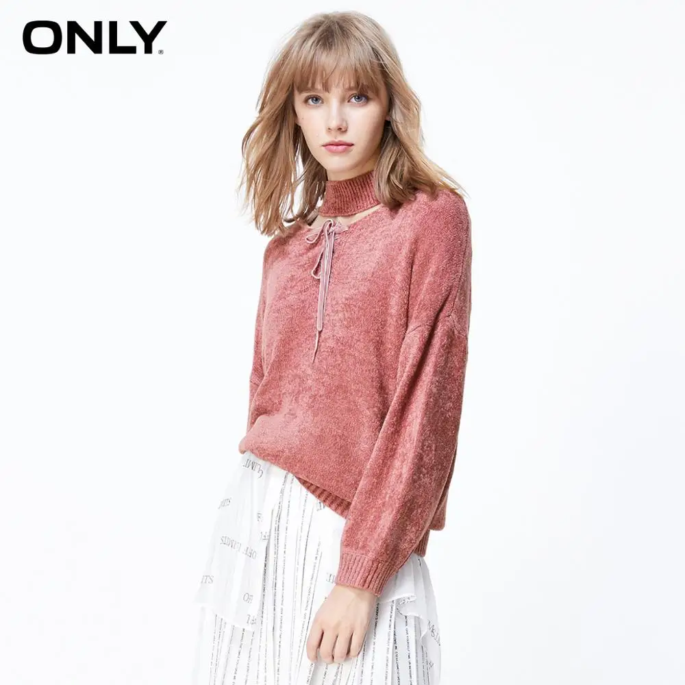 ONLY women's Loose Fit Lace-up Long-sleeved Knit | 119313531 Женская одежда