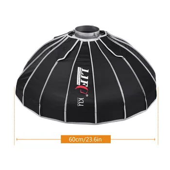 

Professional 60cm/23.6inch Soft Box Parabolic Softbox with Diffuser Carrying Bag Photography Studio Lighting Speedlite Flash