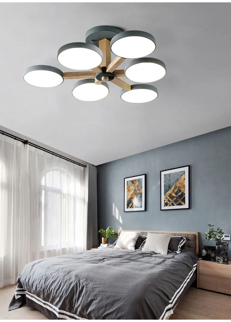 Art Spider ceiling lights Nordic Vintage Loft wood ceiling lights for living room retro E27 Bulb Light Modern Home Lighting