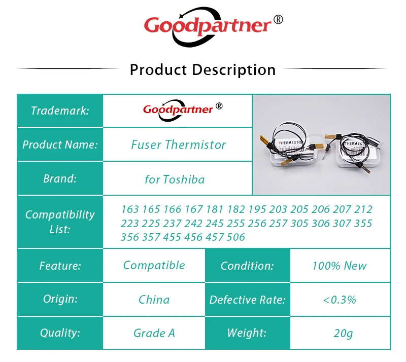 Fusor Termístor Usado para Toshiba 163 165 166 167 181 182 195 203 205 206 207 212 223 225 237 242 245 255 256 1x - Imagem 2