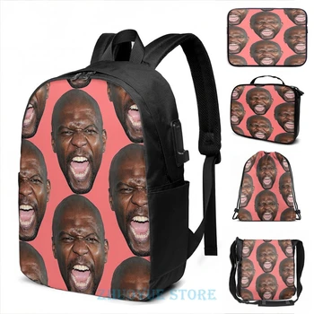 

Funny Graphic print Terry Crews USB Charge Backpack men School bags Women bag Travel laptop bag