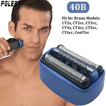 

Poleet Replacement Shaver Cutter Foil screen Frame 40B For BRAUN CoolTec Razor Head CT2s CT2cc CT3cc CT4s CT4cc CT5cc CT6cc