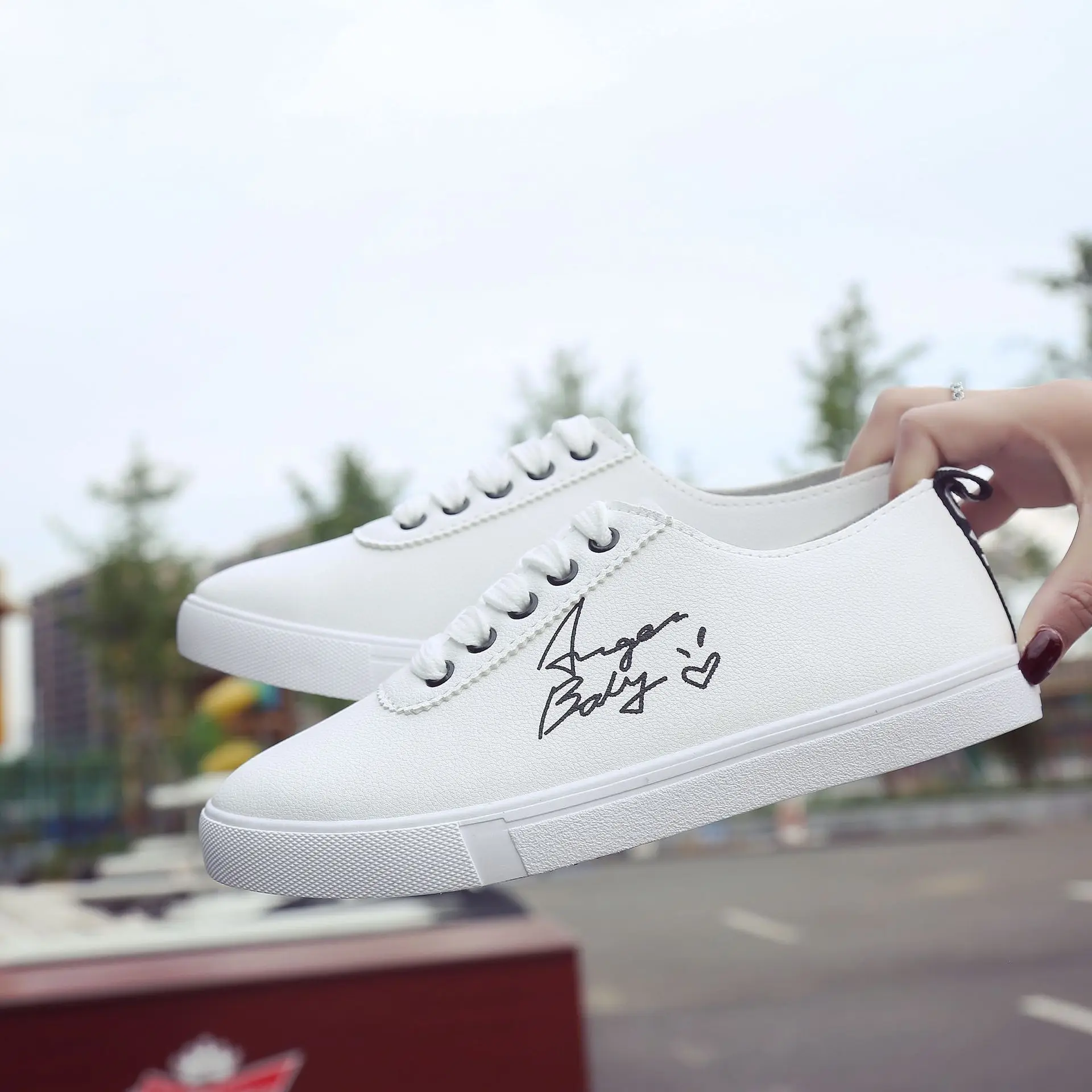 

2018 Autumn New Style Versatile Breathable White Shoes Women's Korean-style Low-Cut Flat Casual Shoes