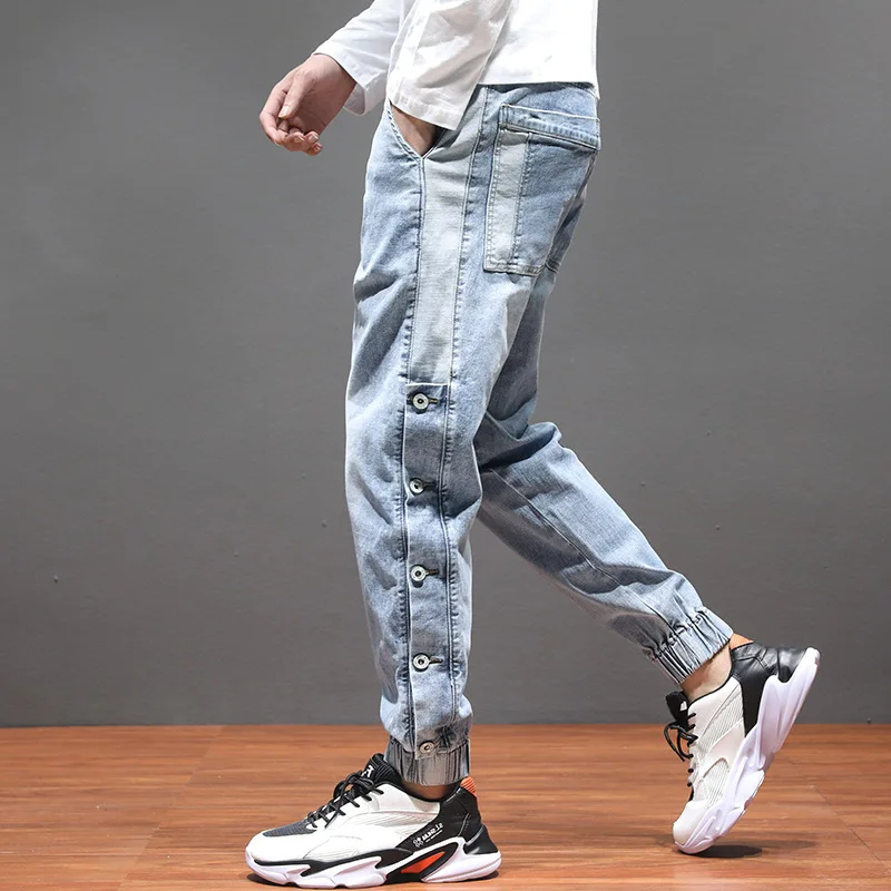 spring autumn 2020 Harem jeans men's brand straight loose sense wide leg students teenagers Korean wild elastic waist trousers spring autumn 2020 Harem jeans men's brand straight loose sense wide leg students teenagers Korean wild elastic waist trousers