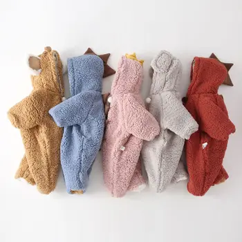 

Winter Warm Baby Warm Rompers Autumn Hooded Long Sleeve Newborn Boys Girls Fleece Jumpsuits Outfits One Pieces Children Clothes