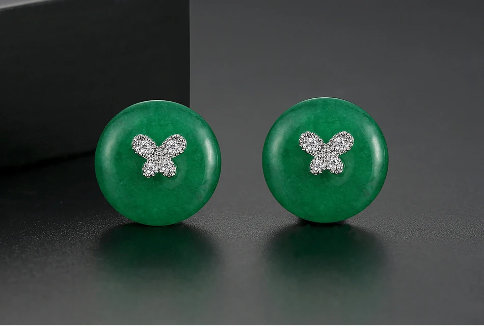 LUOTEEMI, привлекательный дизайн, зеленые камни, блестящие CZ Круглые серьги-гвоздики для женщин, для свадьбы, свидания, модные ювелирные изделия, подарок, Brincos