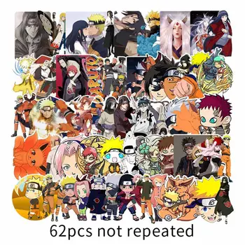 

62Pcs/lot Sticker Japan Anime Naruto stickers Cartoon for Snowboard Laptop Luggage Fridge Car- Styling PVC Decal Stickers