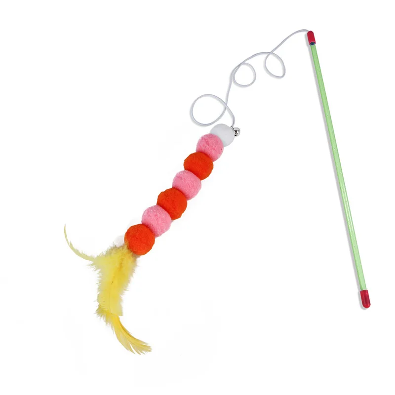 1PC Teaser Feather Toys Kitten Funny Colorful Rod Cat Wand Toys Plastic Pet Cat Toys Interactive Stick Pet Cat Supplies DropShip