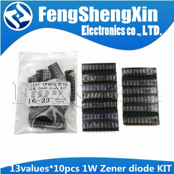 

13values *10pcs= 130pcs LL41 SMD Zener diode KIT 1W 3.3V~36V ZM4728A ZM4732A ZM4733A ZM4737A ZM4740A ZM4742A ZM4744A ZM4745A